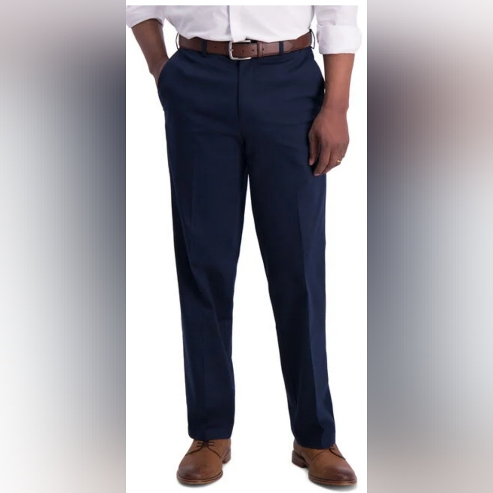 Men's Haggar Iron Free Premium Khaki Straight, 38x32, Dark Navy